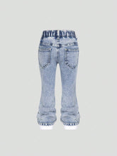 Young Girl' Medium Wash Blue Star Embroidery Distressed Flare Jeans